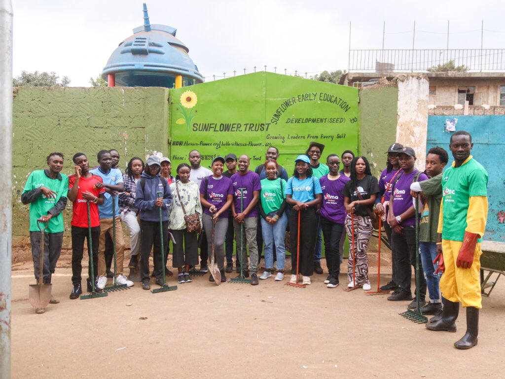 OSM Kenya members participating in the 2025 World Clean Up Day Mapping Campaign in Kibera.